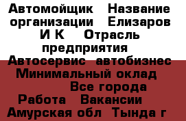 Автомойщик › Название организации ­ Елизаров И.К. › Отрасль предприятия ­ Автосервис, автобизнес › Минимальный оклад ­ 20 000 - Все города Работа » Вакансии   . Амурская обл.,Тында г.